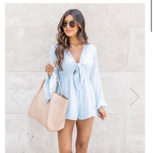 NWT in bag loving heart blue romper dress medium